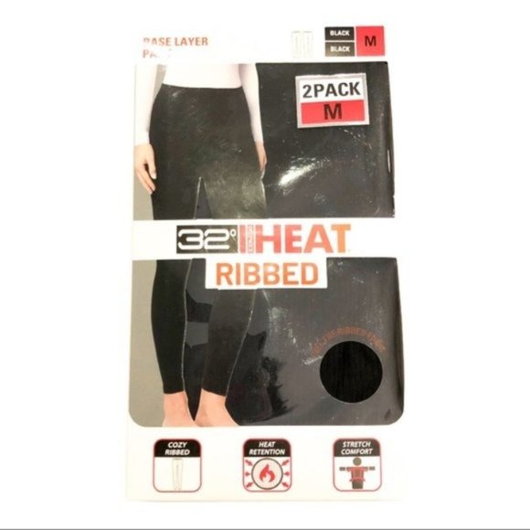 32 DEGREES Heat Ribbed Base Layer Heat Pant 2-Pack - Black - NWT - Size - Picture 5 of 5